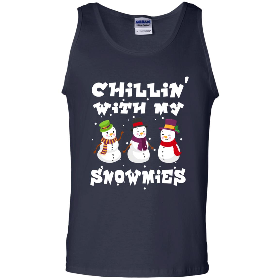 Chillin' With My Snowmie Snowman X-mas Gift Shirt For Mens Womens Kids Navy
