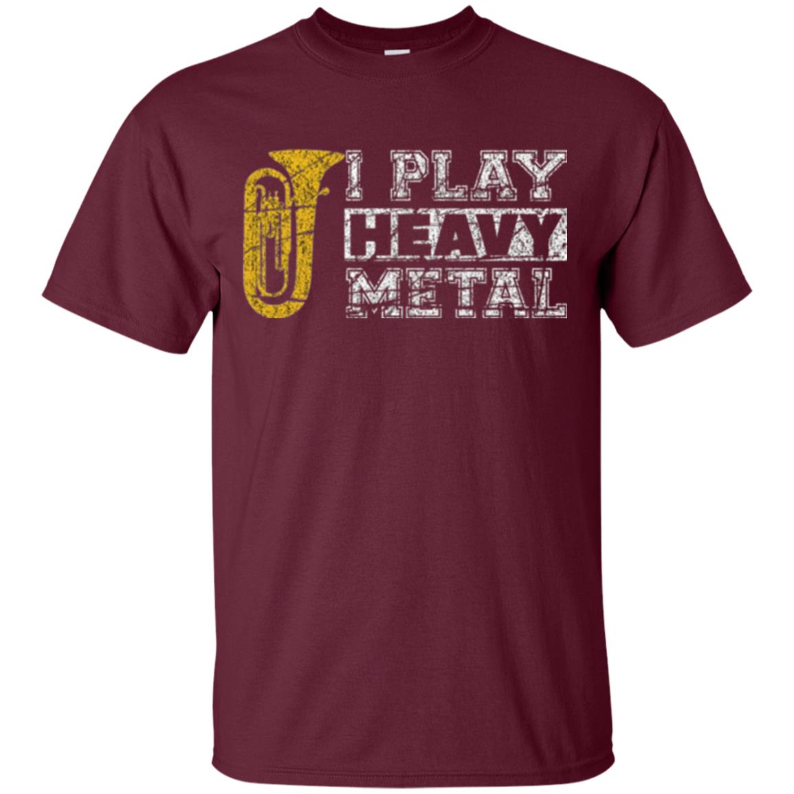 Funny Band Distressed T-shirt I Play Heavy Metal Maroon