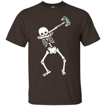 Gamer T-shirt Dabbing Skeleton Dark Chocolate