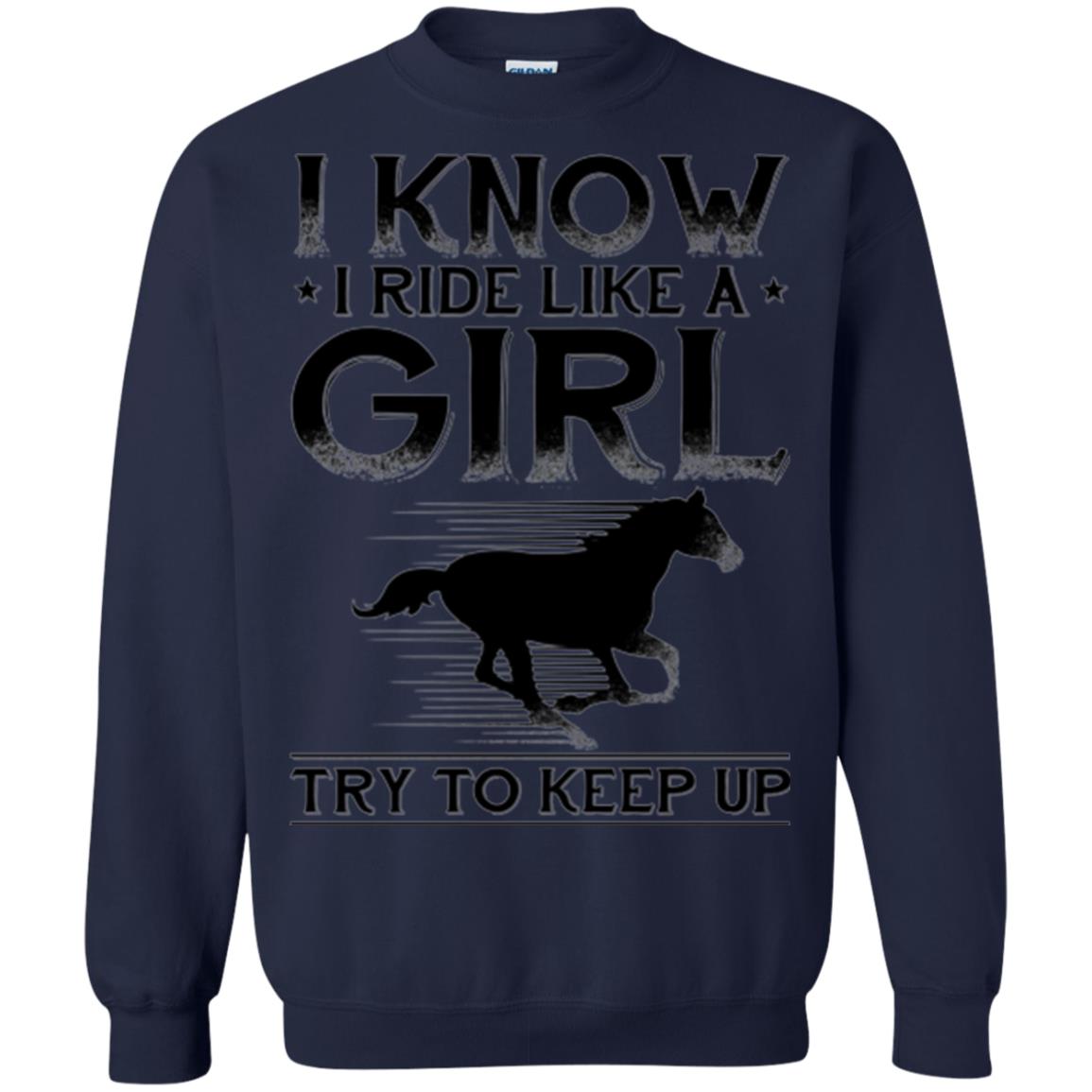 Horse Lovers T-shirt I Know I Ride Like A Girl Navy