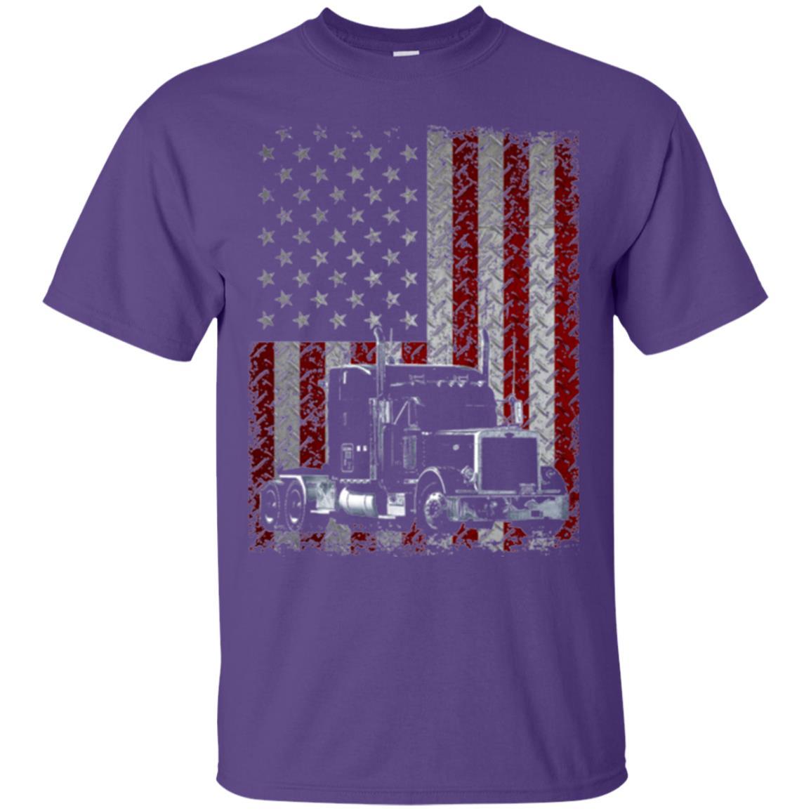Trucker T-shirt Truck Driver American Flag Purple