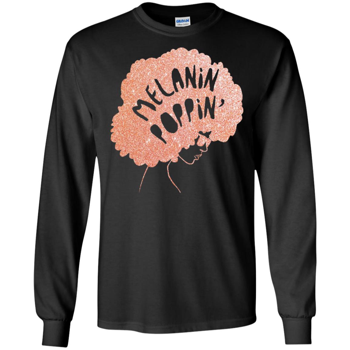 Melanin Poppin Black Beauty African Pride Rose Gold T-shirt Black
