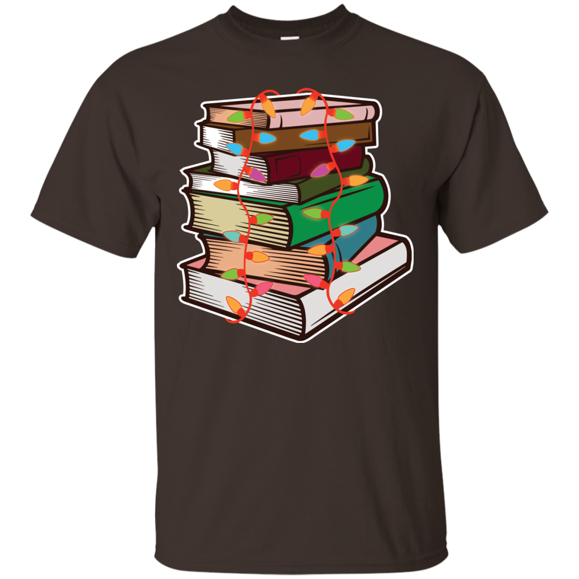 Fairy Lights Christmas Gift T-shirt Book Lover Dark Chocolate