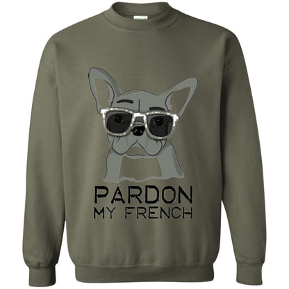 French Bulldog T-shirt Pardon My French T-shirt Military Green