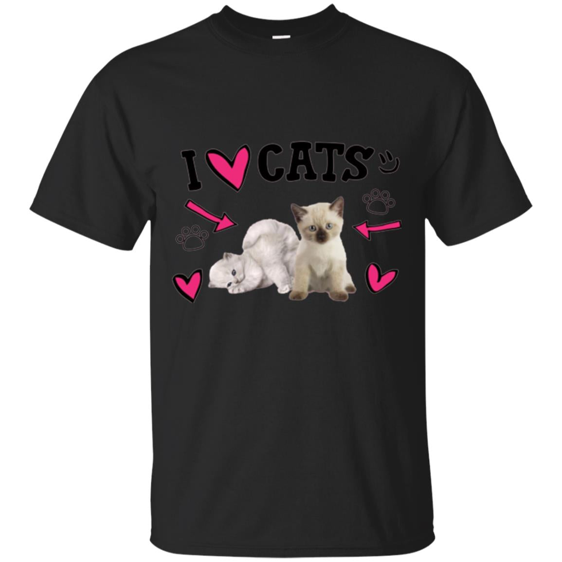 Cat Lover T-shirt I Love Cats Black