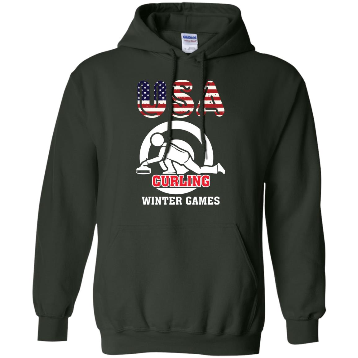 Usa Curling Winter Games Curling Lover T-shirt Forest Green