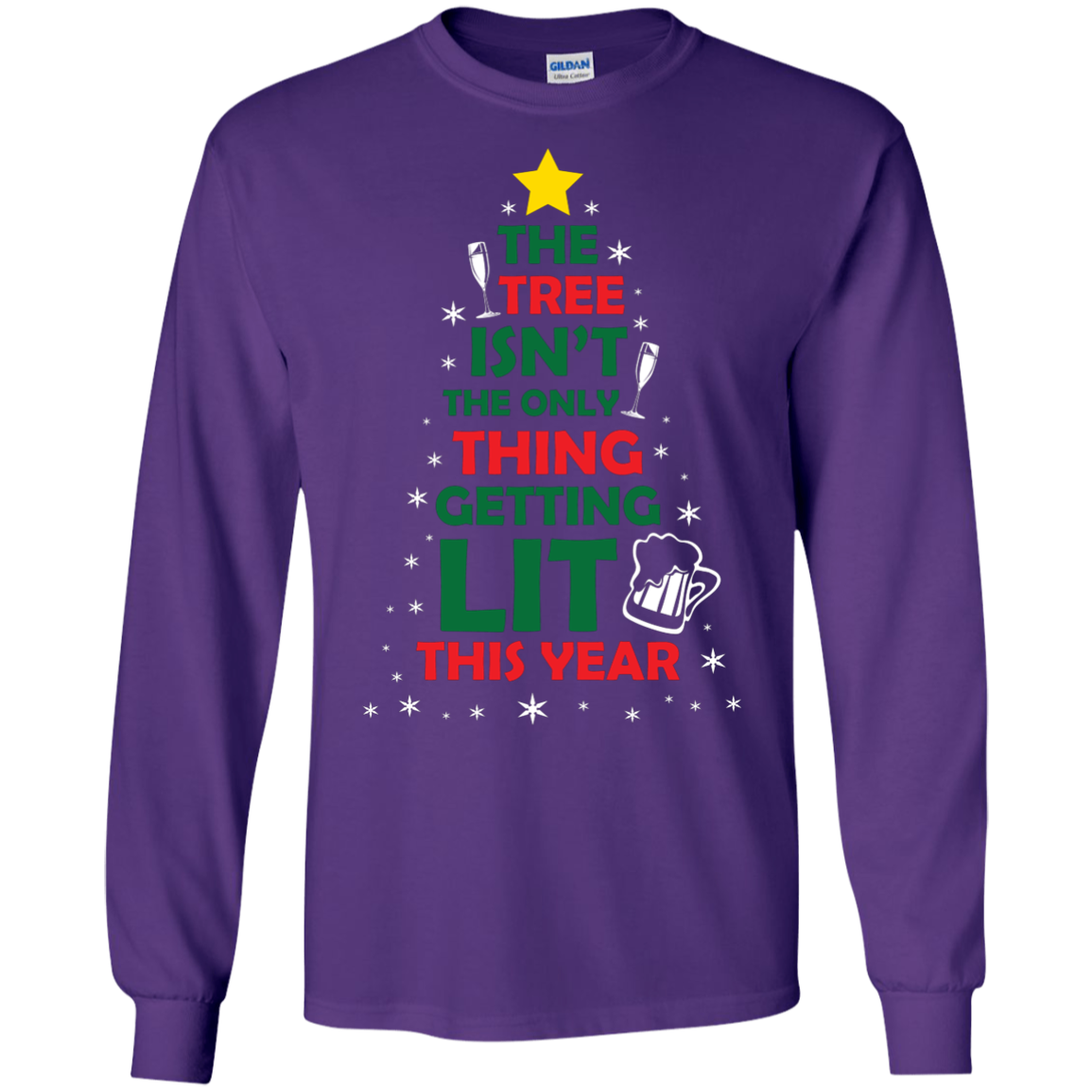 Christmas T-shirt The Tree Isn't The Only Thing Getting Lit This Year Purple