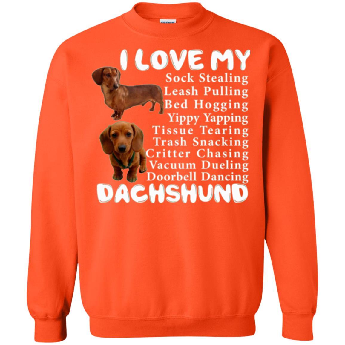 Dachshund T-shirt Sock Stealing Bed Hogging Orange