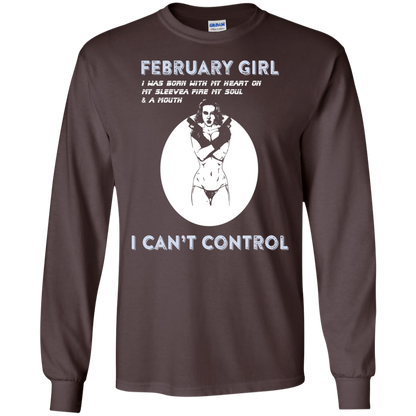 February Girl I Was Born With My Heart T-shirt Dark Chocolate