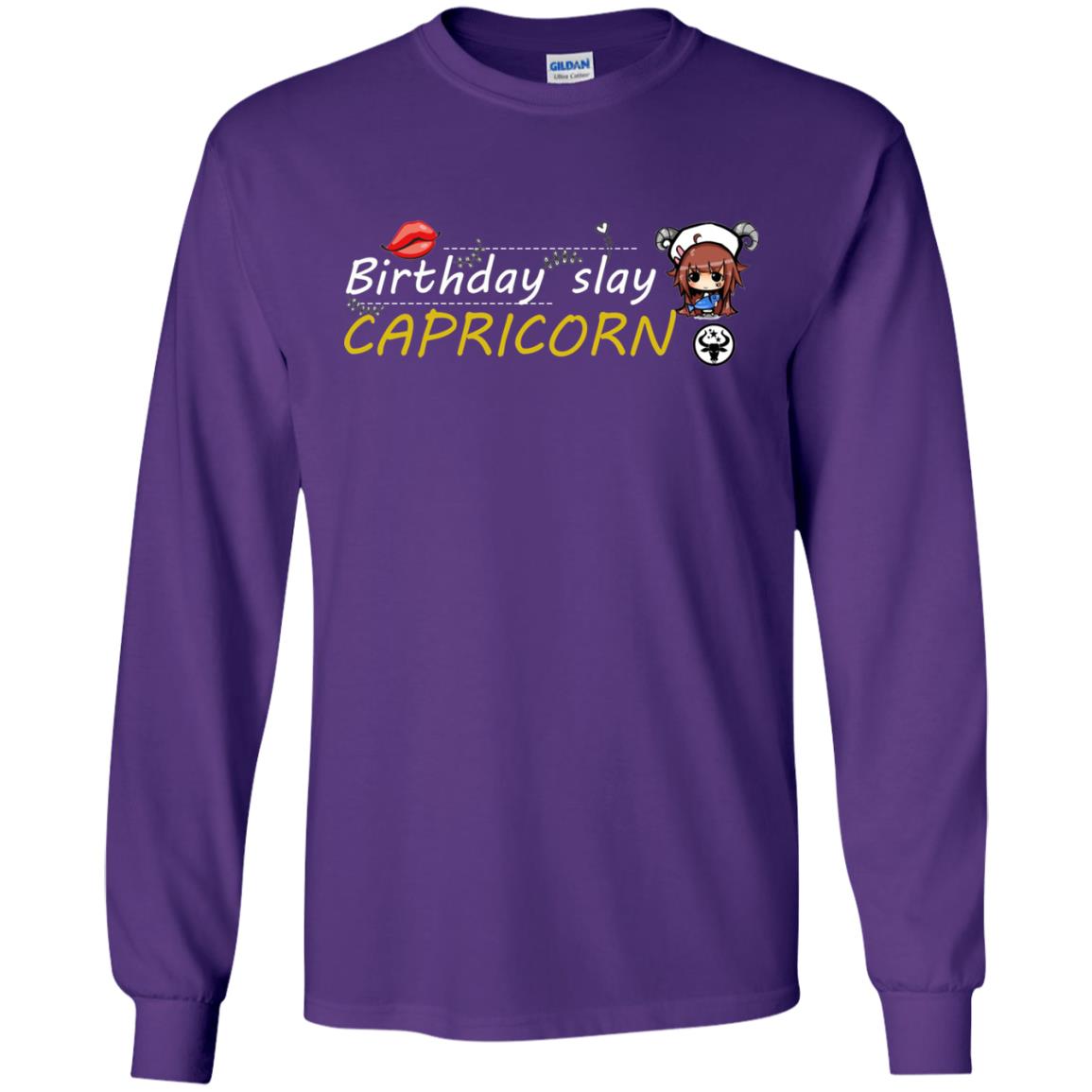 Cute Capricorn Girl Birthday Lip Slay T-shirt Purple