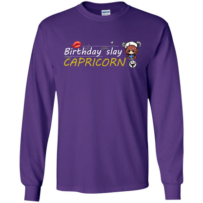 Cute Capricorn Girl Birthday Lip Slay T-shirt Purple