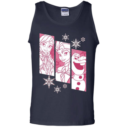 Frozen Anna Elsa Olaf Snowflake Panel Graphic T-shirt Navy