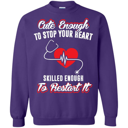 Cute Enough To Stop Your Heart Heart Disease T-shirt Purple