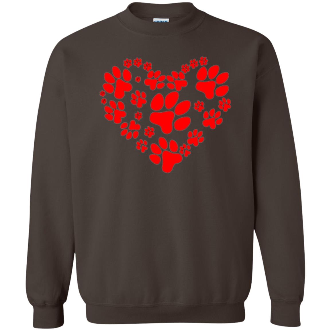 Dog Lover T-shirt Dog Paw Heart Valentine T-shirt Dark Chocolate