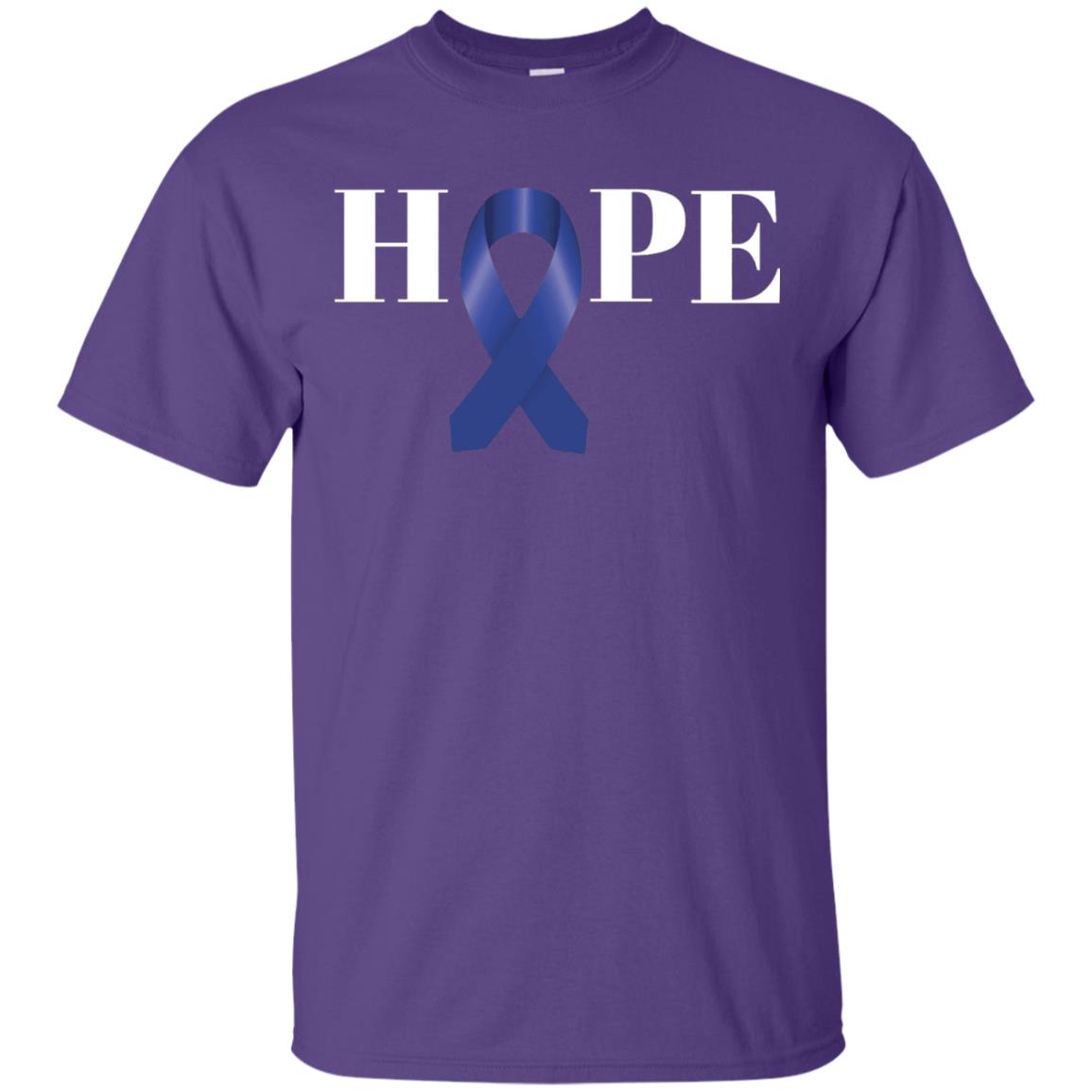Hope Blue Ribbon Cancer Awareness Colon Cancer T-shirt Purple