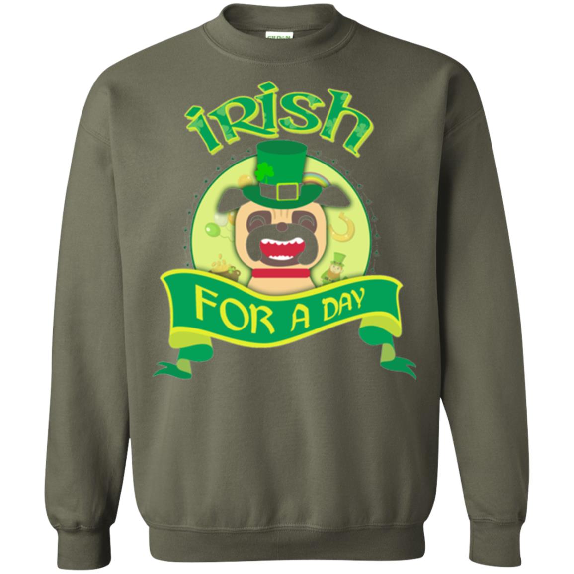 Saint Patrick_s Day T-shirt Amazing I_m Irish Pug Military Green