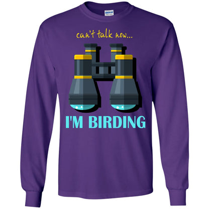 Bird-watching T-shirt Can't Talk Now I'm Birding Purple