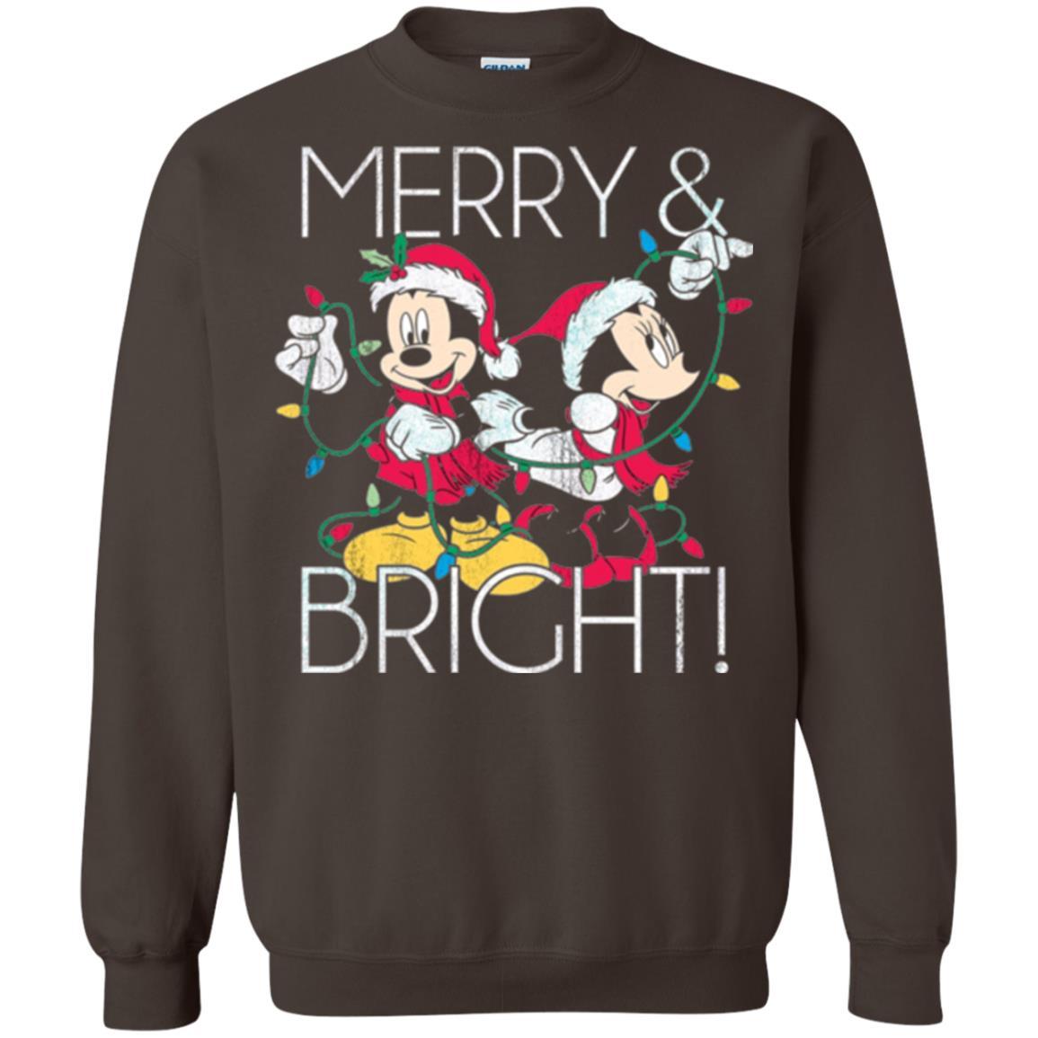 Disney Mickey Mouse T-shirt Merry And Bright Christmas Dark Chocolate