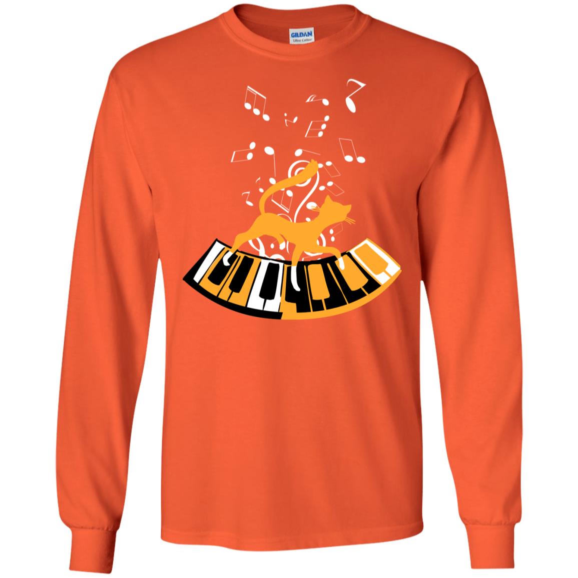Cat Plays Piano Shirt For Mens Womens Orange
