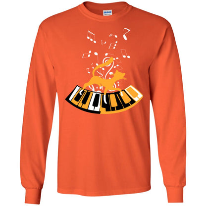 Cat Plays Piano Shirt For Mens Womens Orange