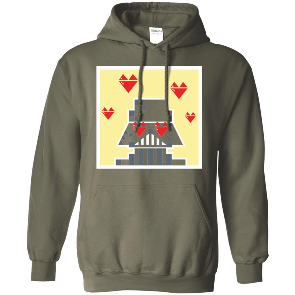 Star Wars Vader Pixel Heart Eyes Valentine_s Graphic T-shirt Military Green