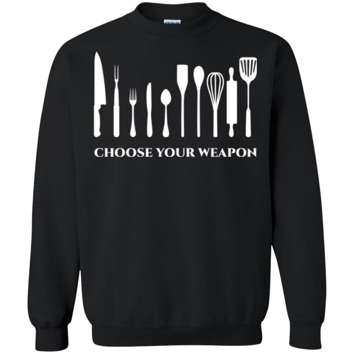 Chef Kitchen Cutlery T-shirt Choose Your Weapon Black
