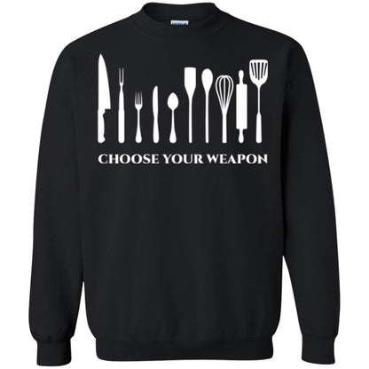 Chef Kitchen Cutlery T-shirt Choose Your Weapon Black