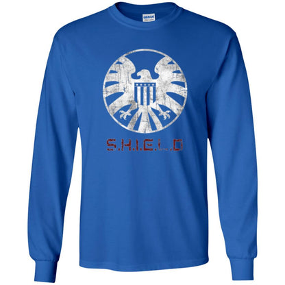 Film T-shirt Agents Of Shield Distressed Logo Graphic Royal