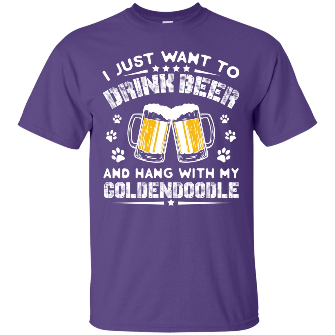 I Just Want To Drink Beer And Hang With My Goldendoodle Shirt Purple