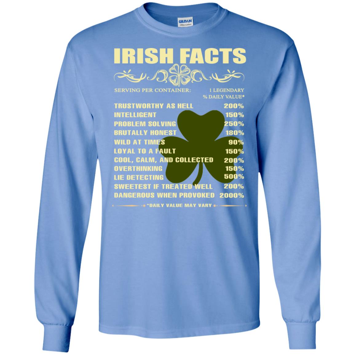 Irish Facts Intelligent Problem Solving Shirt Carolina Blue
