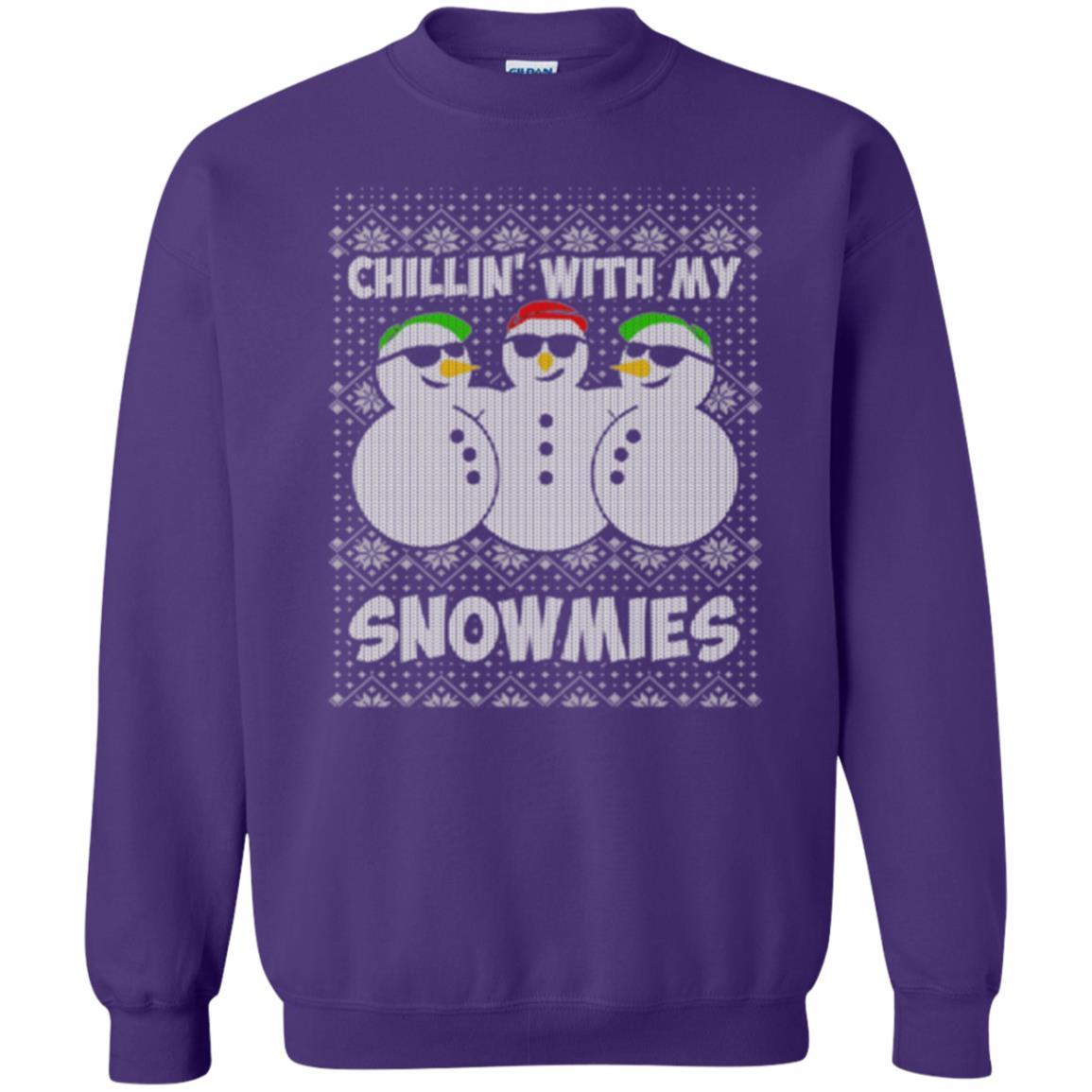 Christmas T-shirt Chillin With My Snowmies Purple