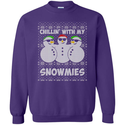 Christmas T-shirt Chillin With My Snowmies Purple
