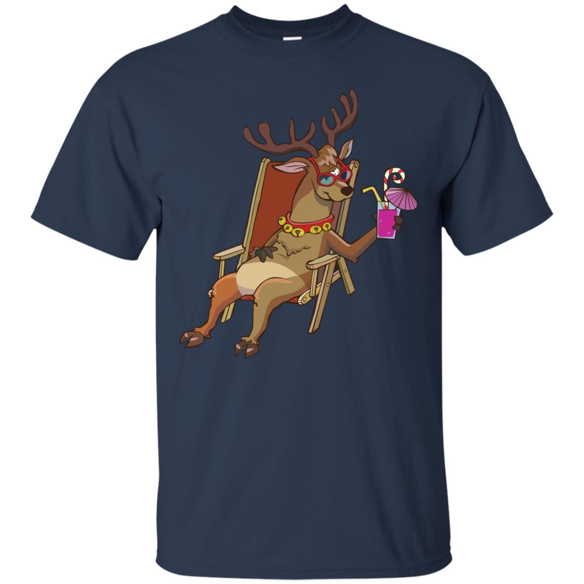 Reindeer With Sunglasses Celebrate Xmas In July Shirt Navy