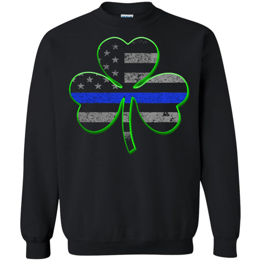 Thin Blue Line St Patrick_s Day Clover T-shirt Black