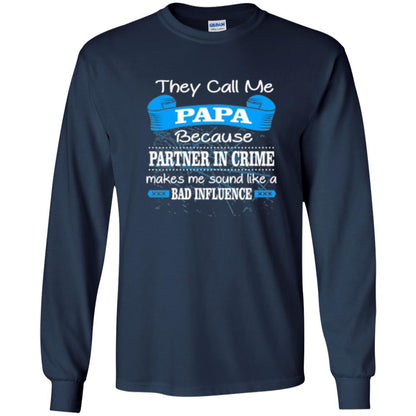 Papa T-shirt Because Partner In Crime Make Bad Influence Navy