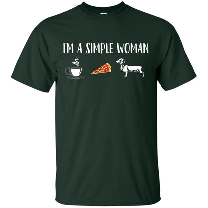 Im A Simple Woman Coffee Pizza Doxie Dachshund Lover T-shirt Forest