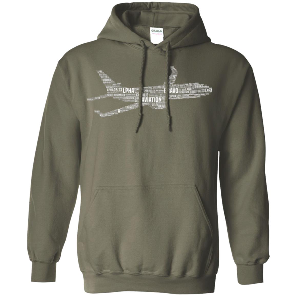 Alphabet Airplane Pilot T-shirt Military Green