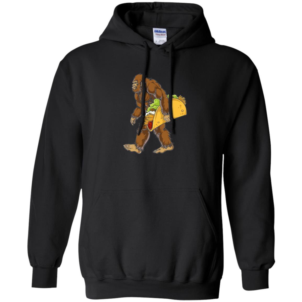 Camping T-shirt Bigfoot Sasquatch Carrying Taco Black
