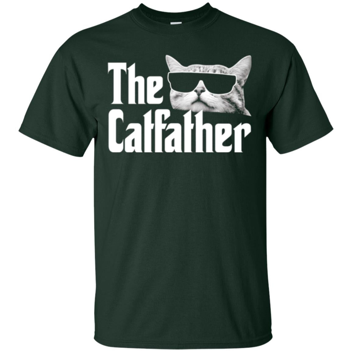 Funny Gift Shirt For Cat Daddy The Catfather T-shirt Forest Green