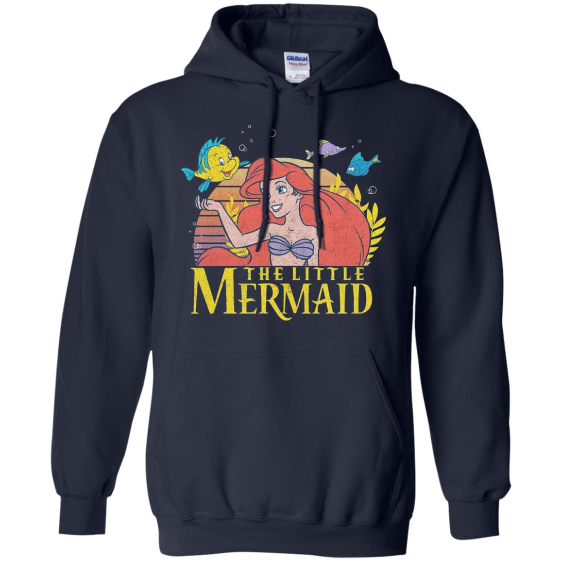 Cartoon T-shirt Mermaid Ariel Flounder Navy