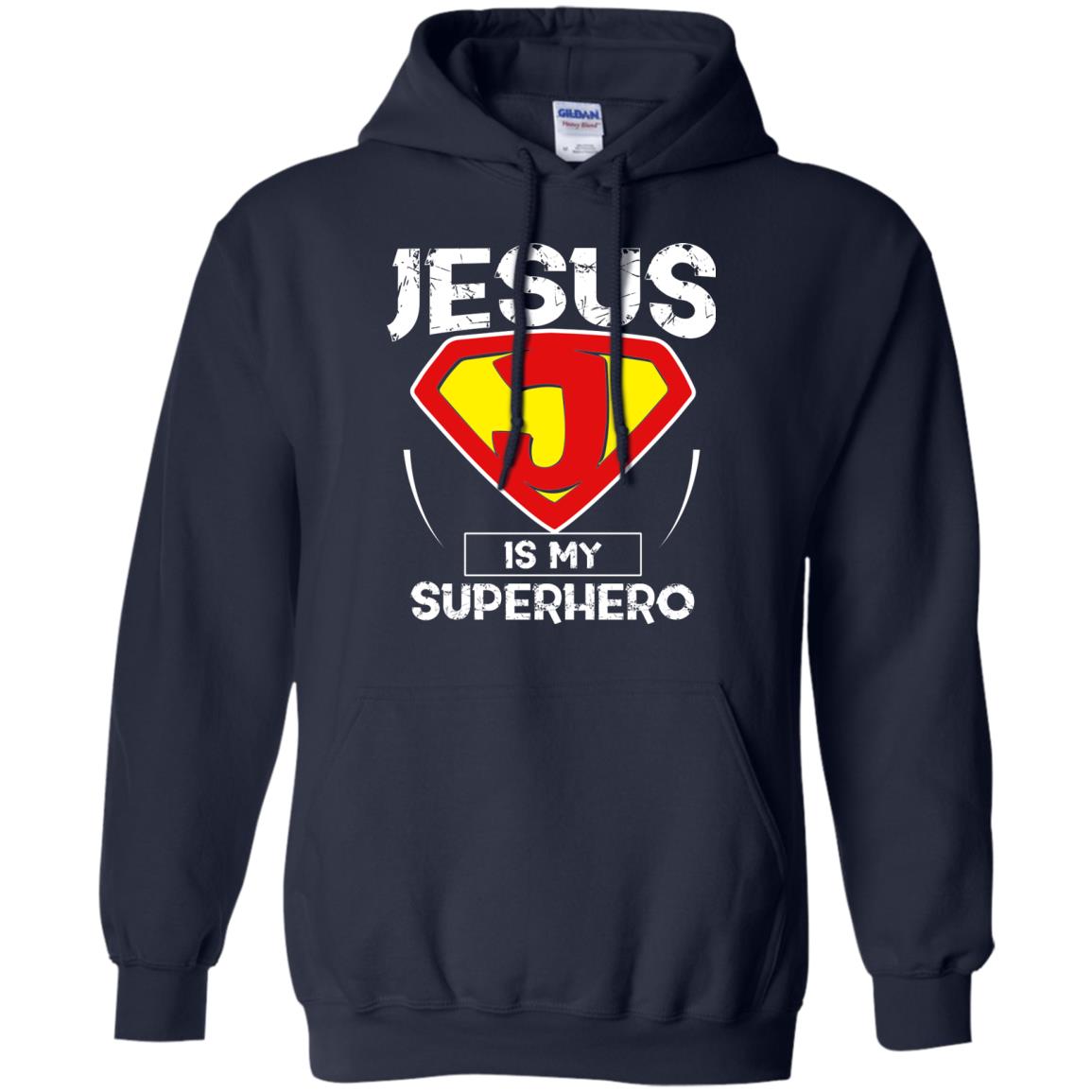 Jesus Is My Superhero Christian Movie Fan T-shirt Navy