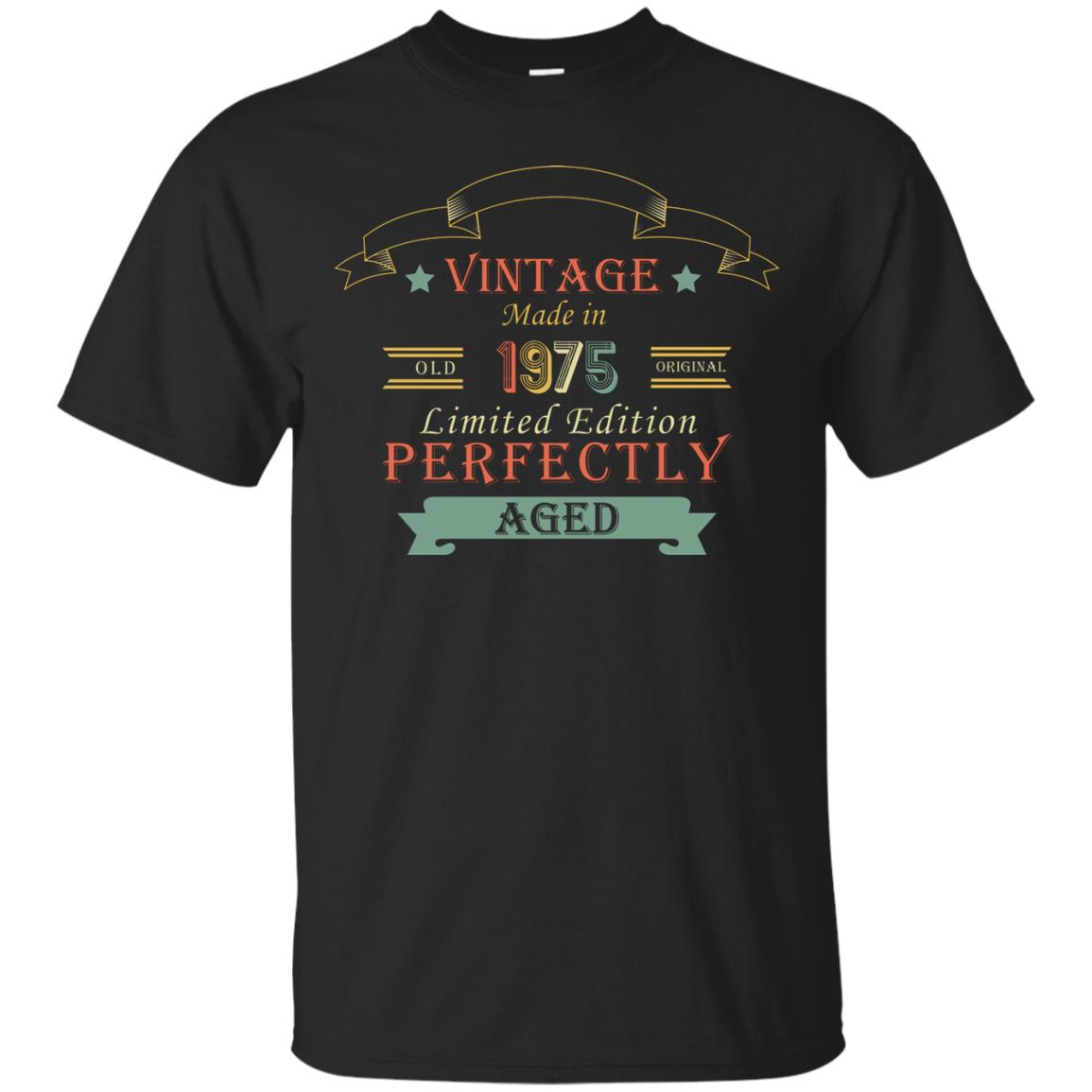 Vintage Made In Old 1975 Original Limited Edition Perfectly Aged 43th Birthday T-shirt Black