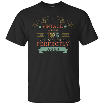 Vintage Made In Old 1975 Original Limited Edition Perfectly Aged 43th Birthday T-shirt Black