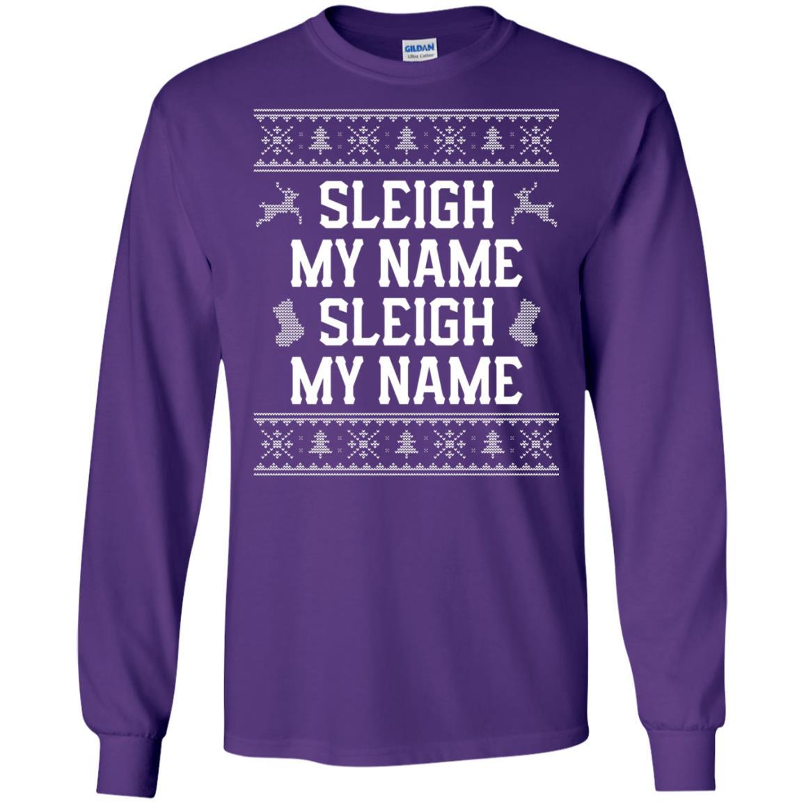 Christmas T-shirt Sleigh My Name Purple