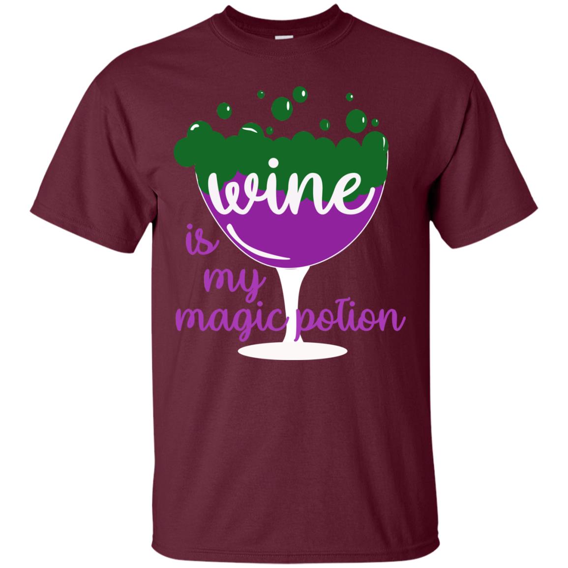 Wine Is My Magic Potion Funny Halloween Wine Lovers Shirt Maroon
