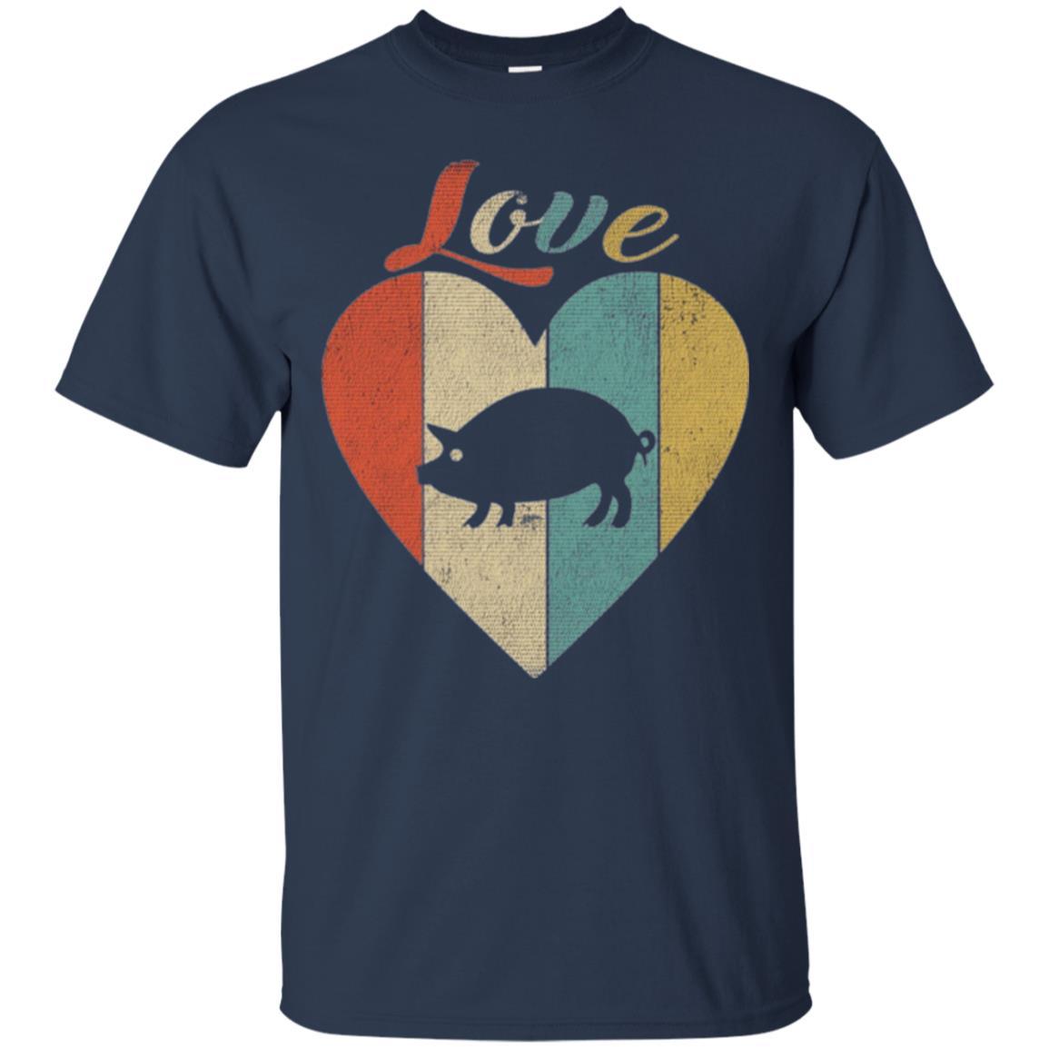 Beautiful Vintage Retro Pig Lover T-shirt Navy