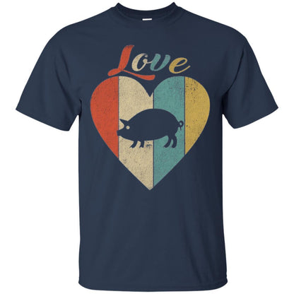 Beautiful Vintage Retro Pig Lover T-shirt Navy