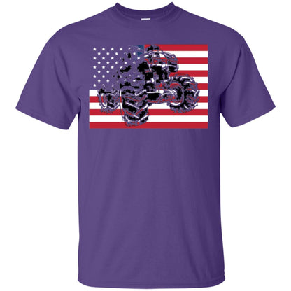 Trucking Lover T-shirt Usa Flag Big Monster Truck Purple