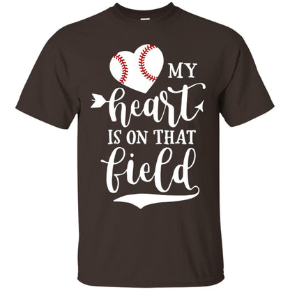 My Heart Is On That Field Softball Mom Shirt Dark Chocolate
