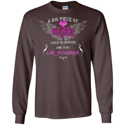 A Big Piece Of My Heart Lives In Heaven She Is My Grandma Grandchildren Gift Shirt Dark Chocolate